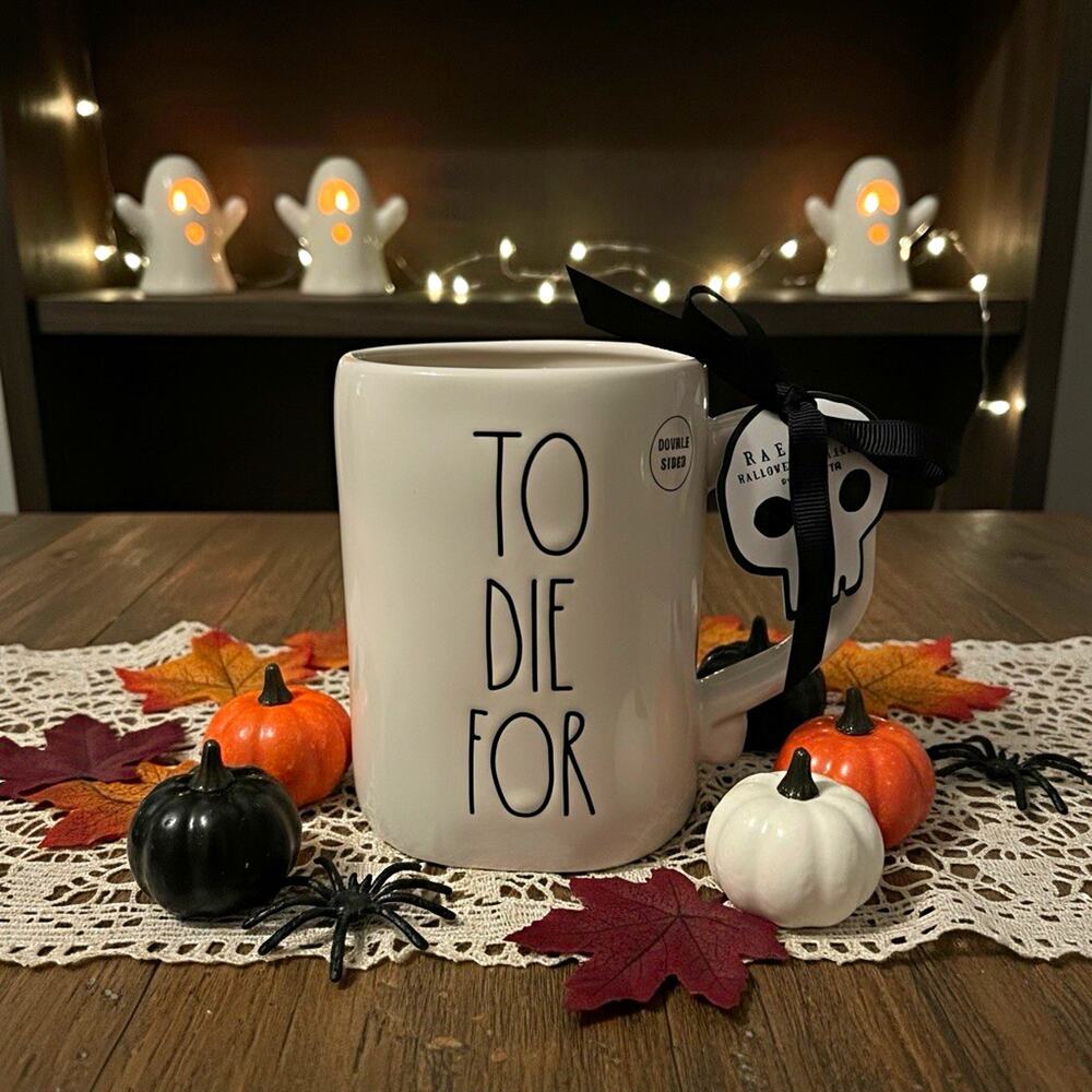 Rae Dunn Halloween Collection "TO DIE FOR" 16oz Ceramic Double-Sided Mug